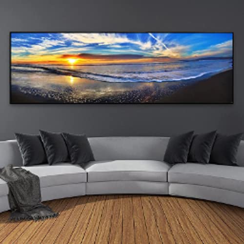 Peinture sur toile murale moderne avec paysage de montagne et mer