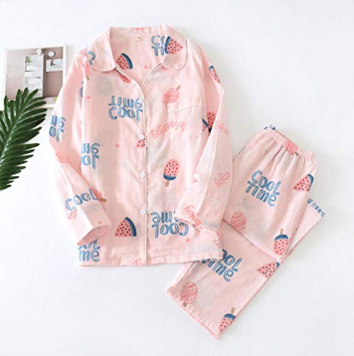 Preisvergleich Produktbild Kllomm Wassermeloneneis Frauen Baumwolle Langarm lässige Nachtwäsche Frauen Pyjama Sommer Pyjama Sets -L