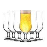 LAV 12x Clear 385ml Nevakar Craft Beer Glasses - Small Tulip Shaped Lager Ale Cider Drinking Half Pint Glass Goblet Cup Set with Stem
