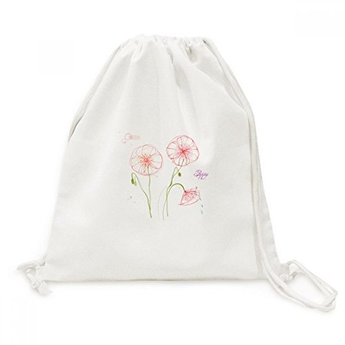 Sac à dos à cordon motif fleurs de pavot pour vos randonnées et sorties nature
