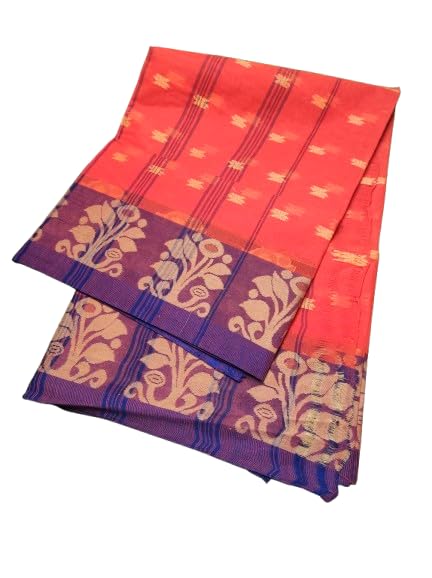 SGs HANDLOOM Womens Bengal Tant Jamdani Printed Cotton Saree Without Blouse Piece-image-46