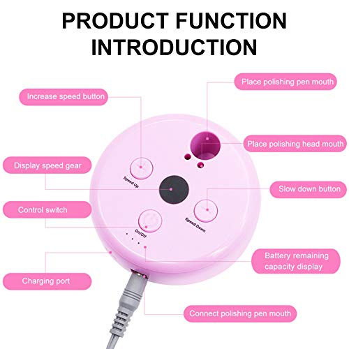 Furadeira elétrica para unhas de 20000RPM, lixa de unha elétrica recarregável, polidor elétrico port