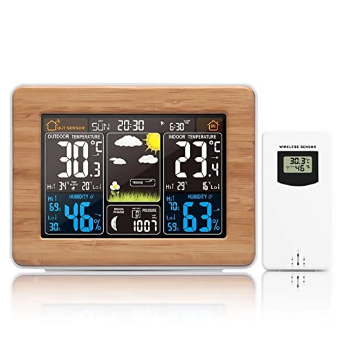 DFGADF Multifunktions-Wetterstation, Digitale Wetterstation, Wecker, elektronisches Thermometer, Hygrometer, Barometer, drahtloser Außensensor, Heimdekoration Cover
