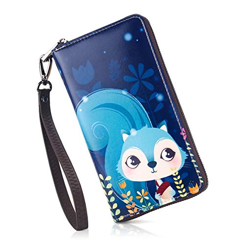 Portefeuille RFID Blocage Femmes Cuir Grande Capacite Porte Monnaie Porte-Cartes pour Modèle de Dessin Animé Courroies de Poignet Boîte Cadeau | 8 Fentes de Carte 684-0015 Cover