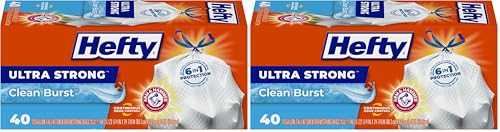 Image of Hefty Ultra Strong Tall Kitchen Trash Bags, Clean Burst Scent, 13 Gallon, 40 Count (Pack of 2)