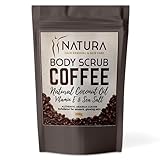 Natura Spa Coffee Body Scrub with Coconut Oil & Vitamin E – Natural Exfoliator for Smooth, Glowing Skin – Reduces Cellulite, Boosts Circulation & Improves Elasticity – Face, Body & Foot, 200g