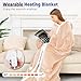 Wearable Heated Blanket with Foot Pocket, Electric Wearable Throw Blanket with Sleeves, Hood, Portable Heated Blanket with 8 Heat Settings, 1-10 Hours Auto Shut-off, Gift for Family, Friends, 50*70