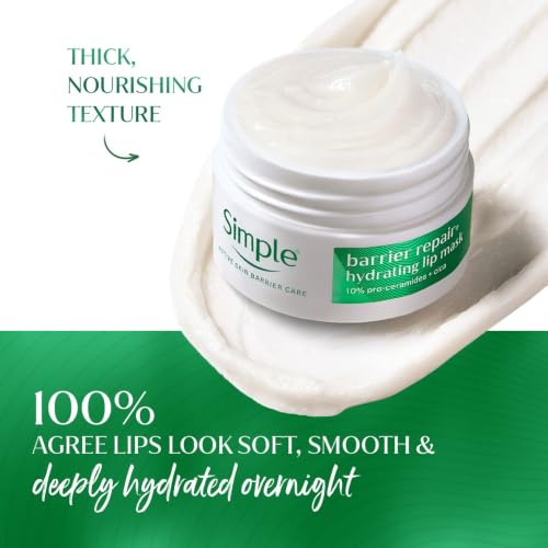 Image of Simple Barrier Repair+ Hydrating Lip Mask, with 10% Pro-Ceramides, Lip Balm, for Dry Sensitive Lips, Fragrance Free, 12g