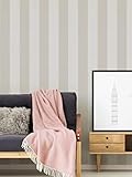 A.S. Création Pure Elegance Vliestapete mit Blockstreifen 0,53 x 10,05 m – Beige, Weiß - Streifentapete - 948342