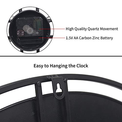 Growsun Large Wall Clock 30 inches Pure Metal Retro Heavy Duty Large Decorative Decor for Home Living Room Farmhouse