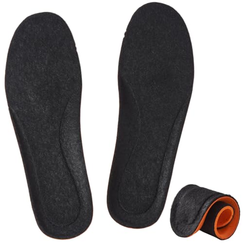 7STROBBS Thermal Memory Foam Insoles for Men Women, Warm Felt Inner Soles, Cushion Fleece Wool Inserts for Winter Shoes, Slippers, Welly, Snow Walking Boots Black UK 9