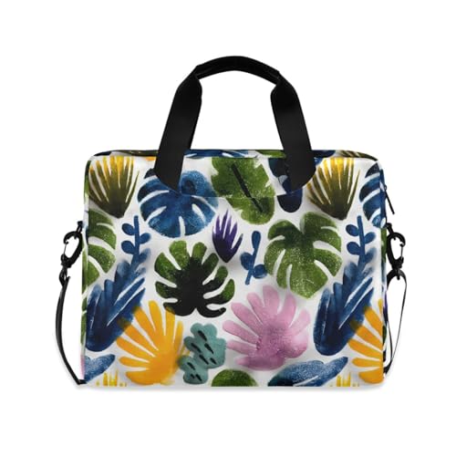 Bolso para portátil con estampado de hojas y múltiples bolsillos miniatura 1