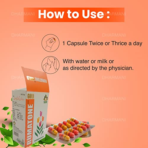 Dharmani’s International Rumatone Gold | Ayurvedic Joint Support Capsules with Gold Bhasma & Herbs | Helps Support Mobility, Flexibility & Stiffness | 60 Capsules