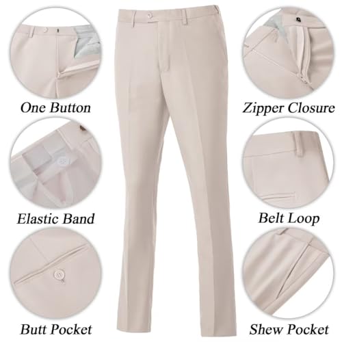 Image of Mens Suit Slim Fit 3 Piece Double Breasted Suit Men Formal Tuxedo Set Casual Wedding Prom Groom Suits