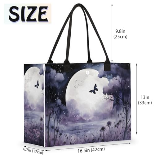 Purple Late Night Moon Tote Bag for Women Large Beach Bag Reusable Tote Bags for Work Travel Beach Shopping2