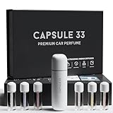 Capsule 33 Paquete de iniciación de perfume para coche, ambientador de coche, difusor de aroma ultrasónico, 6 fragancias (cristal blanco, diamante rojo, oro oriental, azul océano, cereza dulce, rosa