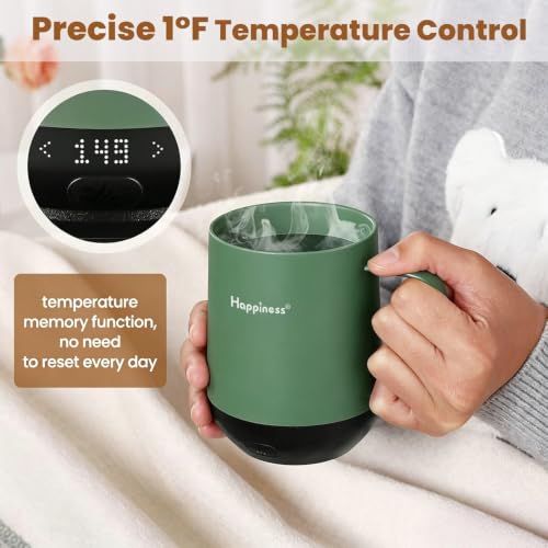 Image of Happiness Self-Heating Coffee Mug,12oz Temperature Control Smart Cup