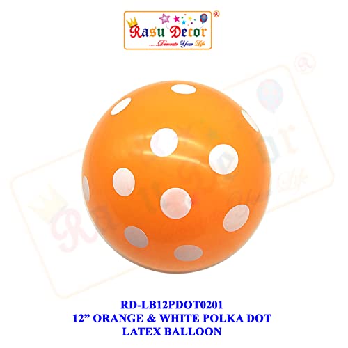Image of RasuDecor 20 Pieces 12 inch Polka Dot Latex Balloon Orange and White Dot Colorful Balloons, 12 Inch Latex Polka Dots Balloons for Kids Women Men Birthday Easter Engagement Wedding, Halloween Party Supplies Decor #RasuImpex (20Pcs 12 inchPolkaDotOrangeWhite)