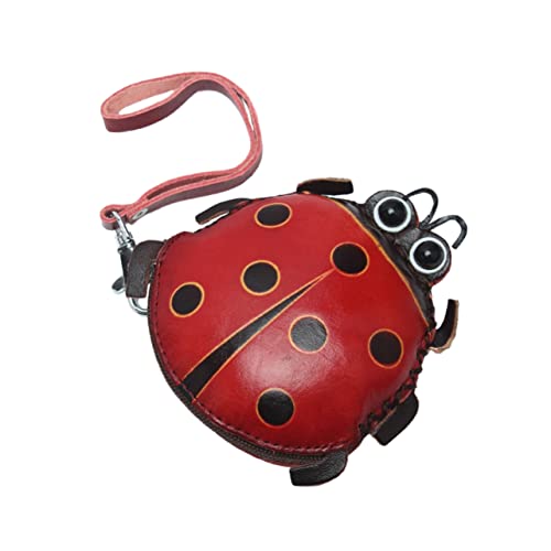 Ladybug Coin Purse - Animal Change Pouch, Cartoon Credit Card Holder, Leather Coin Pouch Wristlet Wallet, Cute Ladybug Pouch