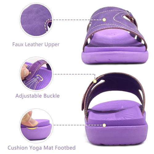 Image of KuaiLu Womens Fashion Orthotic Slides Ladies Athletic Yoga Mat Memory Foam Walking Sandals Thick Cushion Recovery Summer Beach Slippers Comfortable Plantar Fasciitis Arch Support