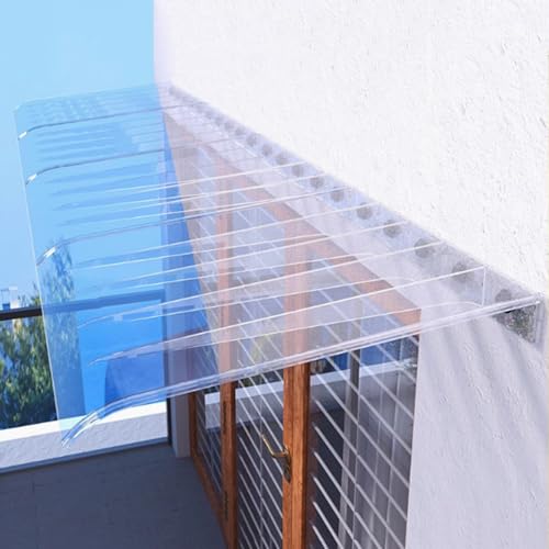KDDFN Marquesina Invisible para Puerta,Transparente Toldo Cubierta de Policarbonato,Tejadillo Puerta para Exteriores Insonorizadas,Tejadillo de Protección,con Herrajes (Facade,40x40cm/16 x16)
