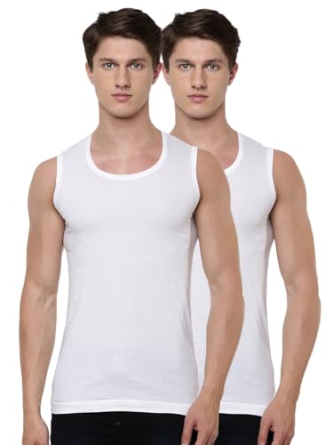 Image of RAMRAJ COTTON Men White Round Neck Sleeveless Undershirt Vest|Inner Wear Banian|Light Cotton