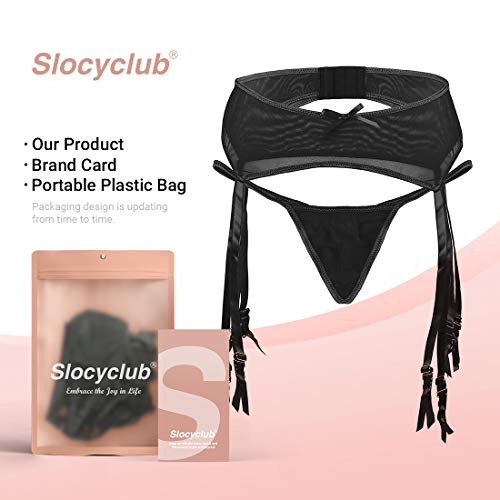 Slocyclub Women's Garter Belt/Suspender Belt with Straps Metal Clasp for Sexy Stocking Lingerie Sets