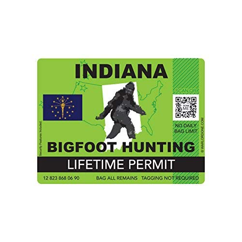 Indiana Sasquatch Hunting Permit Sticker Die Cut Decal Bigfoot 13igfo0T IN - Foto 3