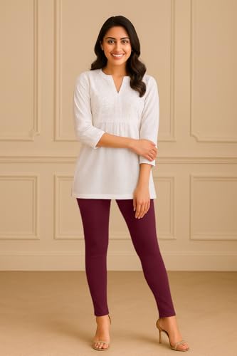 Image of Amazon Brand - Anarva Women's Super Cotton Combed Slim Fit Elastane Stretch Comfort Ankle Length Leggings with Ultrasoft Waistband