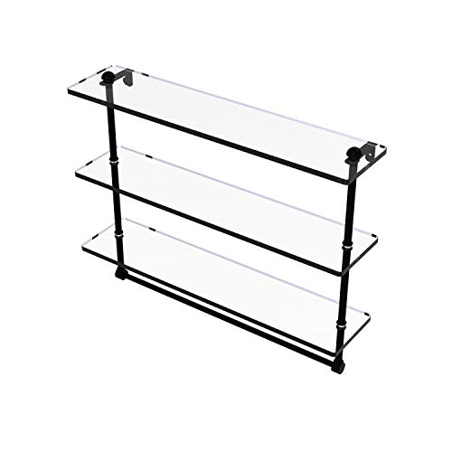 Exclusive Discount 50% Price Allied Brass RC-5/16TB 16 Inch Triple Tiered Integrated Towel Bar Glass Shelf, Matte Black