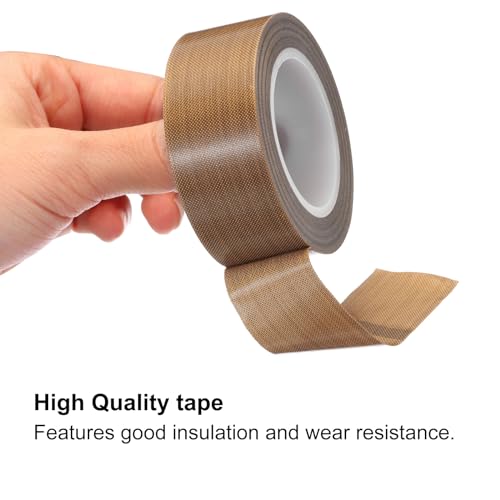 Image of MECCANIXITY 9m /30 Feet,70mm /2.8 Inch PTFE Tape,PTFE Fabric Tape,Adhesive PTFE Film Tape for Vacuum Sealer Machine,Hand Sealers High Temperature,Brown,Pack of 2