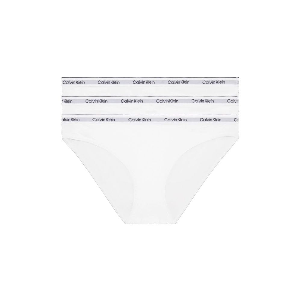 Calvin Klein Women's 3 Pack Bikini (Low-rise) 000qd5207e Bikini Panties, White (White/White/White), M
