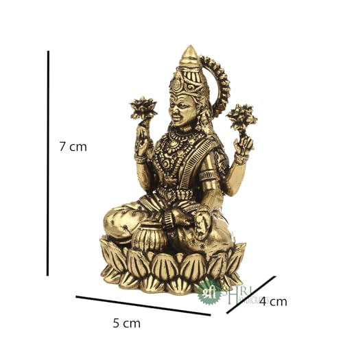 Image of INDICAST Handcrafted Brass Goddess Laxmi Statue for Home Temple | 3 inch Maa Lakshmi Figurine Idol Murti Sacred Symbol of Wealth | Perfect for Rituals & Gifting (Weight 100gm)