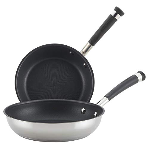 Circulon Espree Stainless Steel Nonstick Fry Pan Skillet Set, 8.5 Inch and 10