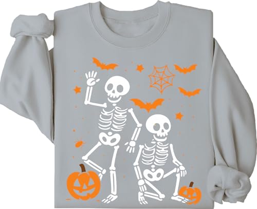 Slightly Subtle Halloween Skeleton Sweatshirt Pumpkin Skeleton Hoodie Halloween Casual Pullover Hoodie Long Sleeve
