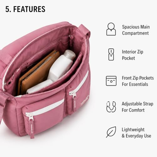 Image of Reebok Crossbody Bags for Women - Lightweight Nylon Small Cross Body Bag Purse with Adjustable Strap for Casual Travel