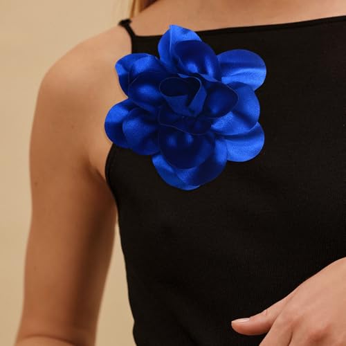 Image of 2Pack 6inch Extra Large Satin Brooches Lapel Pins Dainty Elegant Fabric Camellia Rose Flower Brooch Pin for Women Wedding Part Dance Clothes Accessories Jewelry