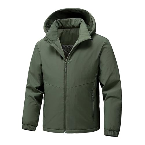 Slxbear Chaqueta de algodón con capucha para hombre, abrigo de invierno con cremallera, chaqueta gruesa acolchada para exteriores, versátil y cálida, estilo diario, ropa exterior, entrenamiento, calle