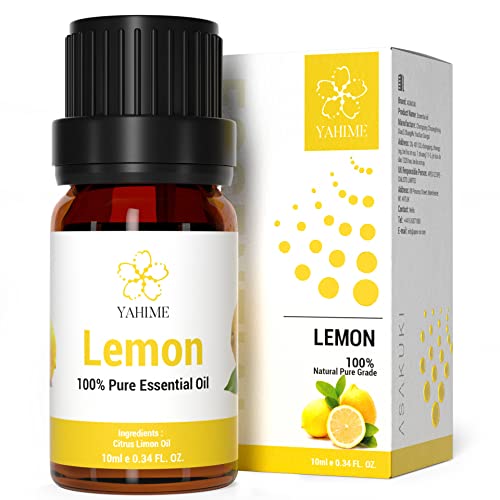 ASAKUKI Lemon Essential Oils for Diffusers, Home, Candle&Soap Making-Natural Oil with Sweet Perfume-10ml(1/3 oz)