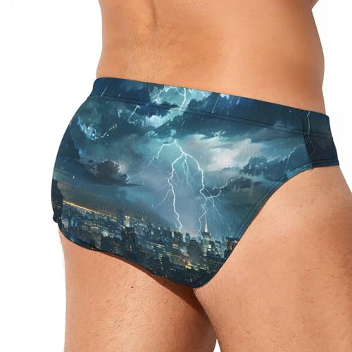 Storm and City Night View Novelty Men's Brief Swimwear Pants Swimming Trunks Beach Shorts Underwear3
