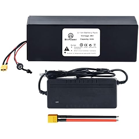 BtrPower 48V Ebike Battery,10AH Lithium ion Battery Pack with 20A BMS and Charger for Electric Bike,Scooter,Motorcycle,250W 350W 500W 750W Motor Cover