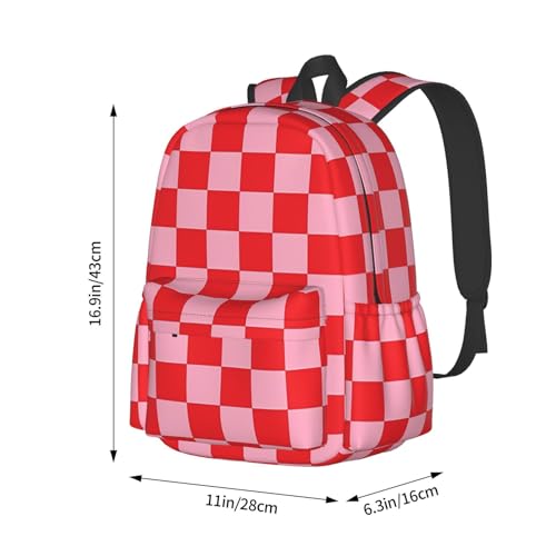Red Pinks Checkered Backpacks 15 Inch Laptop Backpack Multipurpose Double Shoulder Bag for Men Women Gifts4