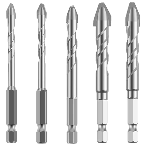 5PCS High-Strength Eccentric Drill Bit, Oblique Head Eccentric Drill Bit Set, Durable Concrete Masonry Drill Bit Set, Industrial Strength Carbide Drill Bits for Tile Ceramic Glass Concrete
