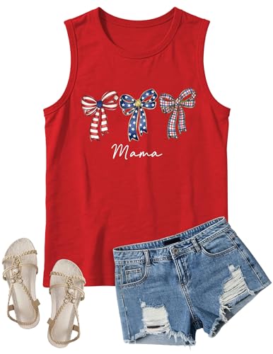 Image of 4th of July Floral American Flag Tank Top for Women Patriotic Sleeveless Apparel