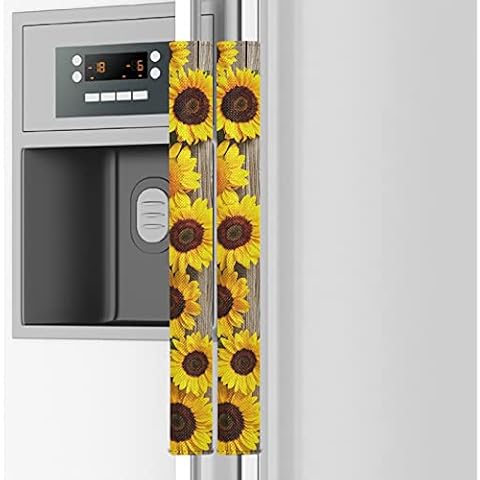 Emelivor Sunflowers Refrigerator Door Handle Cover Set of 2 - Decor Protector for Kitchen Appliance Handles for Ovens, Dishwashers.Keep Off Smudges, Food Stains Cover