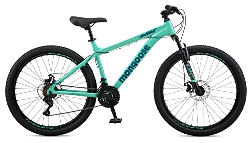 Image of Mongoose Grafton Mountain Bike, 21 Speed, Aluminum Frame, Knobby Mountain Tires, Suspension Fork, Trigger Shifters, Mechanical Disc Brakes