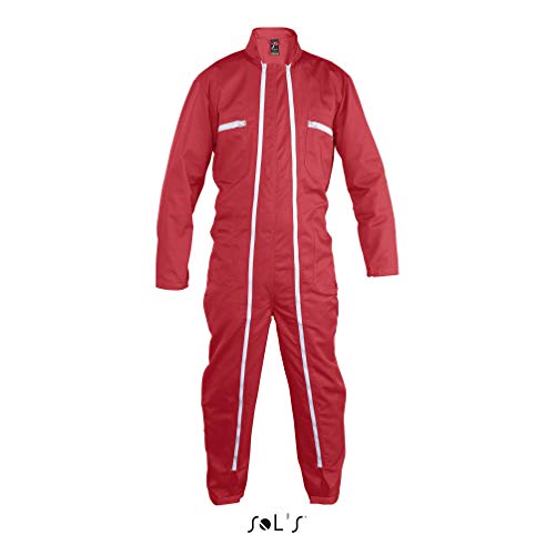 SolS Jupiter Pro - Combinaison de Travail Workwear - Résistant, Fonctionnel et Confortable avec Ses Soufflets d'aisance - Rouge - XXL
