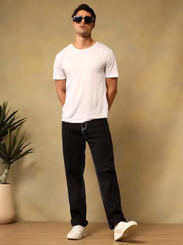 Image of KOTTY Mens Solid|Mid Rise| Coin Pocket|Button|Ankle Length|5 Pocket Jeans
