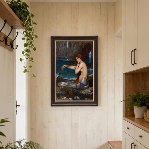 Impression sur toile de qualité musée Sirène Waterhouse avec cadre à suspendre