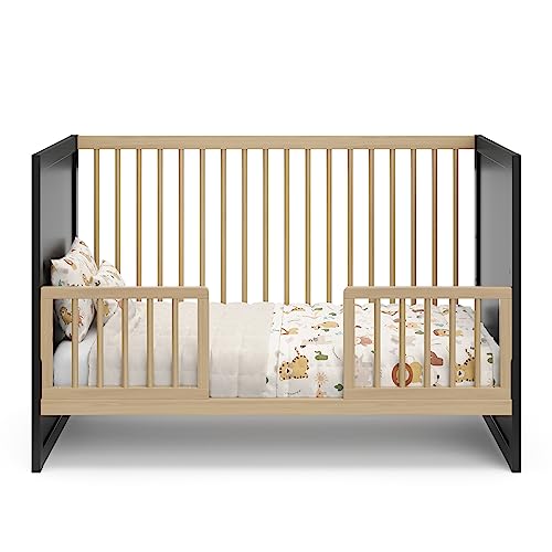 Image of Storkcraft & Graco Toddler Safety Guardrail Kit with Dowels (Driftwood) - GREENGUARD Gold Certified, Converts Compatible Storkcraft & Graco Crib to Toddler Bed, Kit Includes 2 Toddler Guardrails